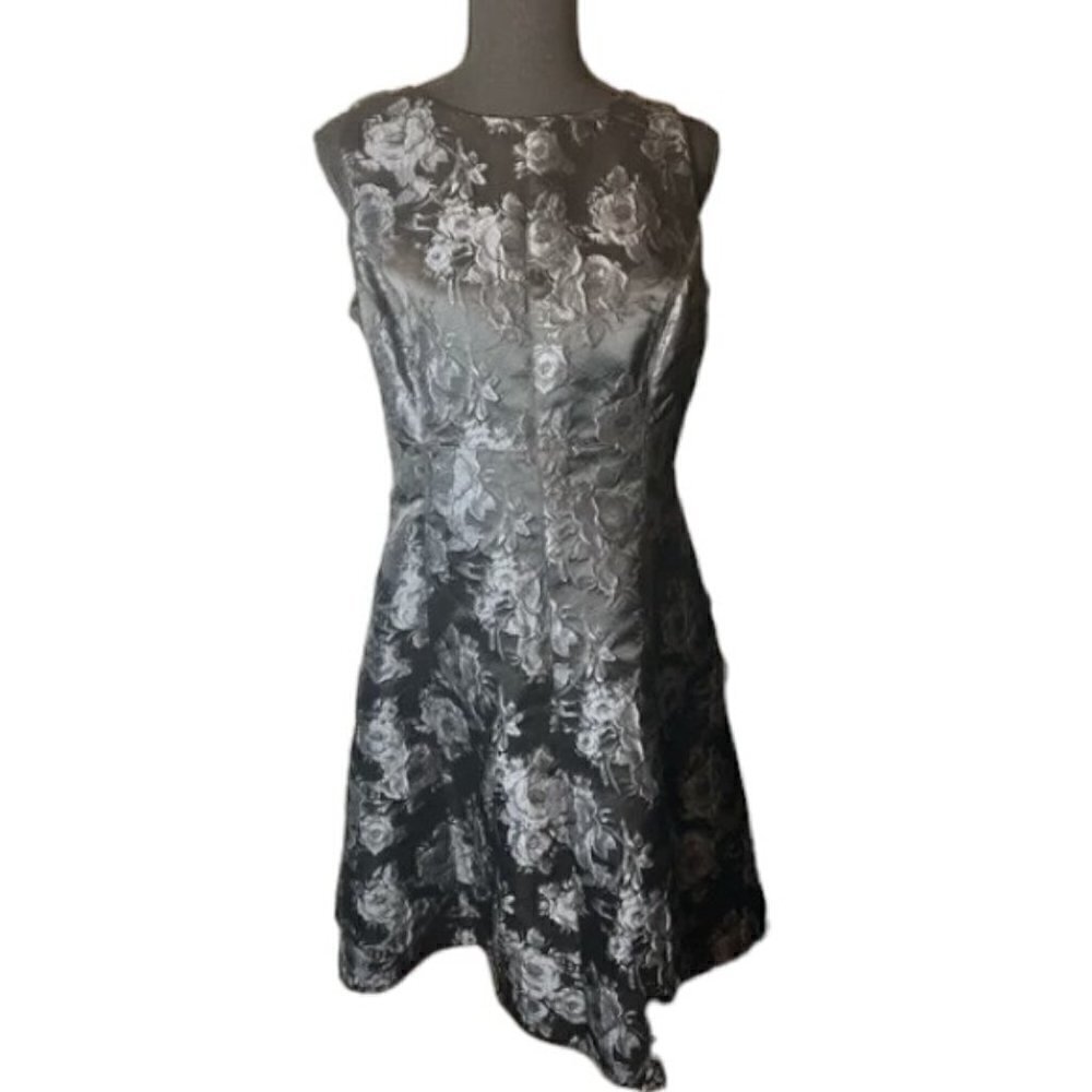 American Living Women’s Black Floral Jacquard Print Dress Size 8/42/8